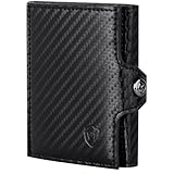 VON HEESEN Slim Wallet mit RFID Schutz - Geldbörse Herren klein - Mini Geldbeutel Damen Portmonee - Kartenetui Echtleder Karten Portemonnaie - Leder Kreditkartenetui Carbon-Schwarz