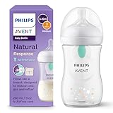 Philips AVENT Babyflaschen Natural Response – Babyflaschen mit AirFree Ventil, 260 ml, BPA-frei, für Neugeborene ab 1 Monat, Bärenmotiv (Modell SCY673/82)