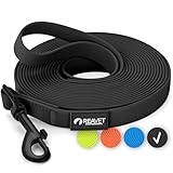 ReaVET Schleppleine für Hunde 5 Meter, Schwarz I Robuste & wasserfeste Hundeleine lang I Übungsleine mit Griff, Trainingsleine Laufleine für große & kleine Hunde