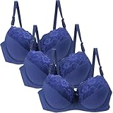nsiaot 3er Pack BH Damen Bügel Push up Sport BH Große Größen Soft Seamless Nahtloser BHS V-Ausschnitt Bequem Crop Top Soft Bequem Bra Klassische Spaghettiträger Bra Top für Yoga Fitness Joggen