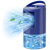 Luftkühler Blau 5-in-1 Tragbare Klimaanlage mit Luftkühlung, Ventilator & Luftbefeuchter 3 Geschwindigkeitsstufen, 7 Farben LED-Beleuchtung Leise & Energieeffizient für Zuhause, Büro, Schlafzimmer