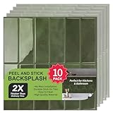 WoStick 10-Stück Upgrade Dickere 2,5mm Klebefliesen 3D Selbstklebend Fliesen Küche Küchenrückwand platte (30,5 x 30,5 cm)