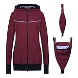 Viva la Mama - 4in1 Allwetter Tragejacke für Vorn- und Rückentragen Umstandsjacke Softshell - AVENTURIS - Bordeaux - XL