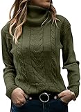 GeGekoko Pullover Damen Rollkragenshirt Cable Knit Elegant Langarm Tops Lose Grobstrick Casual Weich Jumper Sweater