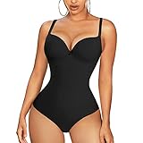 Bingrong Damen Shapewear Figurformender Bauchweg Stark Formend Body Shaper Taillenformer Bodysuit (L, Schwarz)