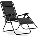 Sofotel Sonnenliege Gartenliege Liegestuhl ChillWell Soft - Klappbar mit Kissen - 3D FoamGrid Gewebe Belastbar bis 120 kg - 160 x 107 x 60 cm - Schwarz