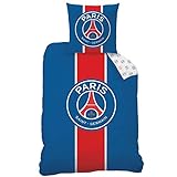 Paris St. Germain PSG Bettwäsche Set 2 teilig · FuÃŸball Frankreich Paris Saint Germain · Wende-Motiv · 1 Kissenbezug 80x80 1 Bettbezug 135x200 cm - 100