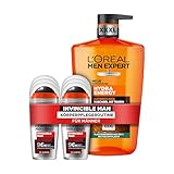 L'Oréal Men Expert High-Performance Körperpflegeset für Männer, Mit XXXL Duschgel und 6x Deoroller, Set für Herren mit Taurin, Hydra Energy, Invincible Man, 7-teilig