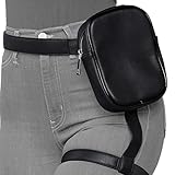 Oberschenkelgeschirr, Beintasche, Bauchtasche für Damen, Leder, Hüfttasche für Outdoor, Wandern, Radfahren, Reiten, Schwarz , Stilvolle Beintasche