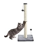 Kratzsäule für Katzen,Kratzbaum für Katzen 79cm Kratzsäule XXL Natural Sisal Seil Pole mit hängendem Ball, weicher Plüsch,Scratching Post