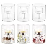 6 Stück Kerzenhalter Glas Teelichthalter, Transparent Teelichthalter, Klare Kerzengläser Glas, Zylinder Teelichtgläser, Teelichtgläser Vintage, Kerzengläser Für Teelicht Kerzensand Windlichter