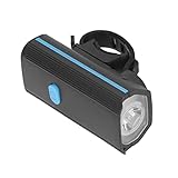 Hyuduo für Wiederaufladbare Fahrradhalterungen, Fahrradlicht, LED-Straßenscheinwerfer, Fahrt, 120 DB, USB, Heller Lautsprecher, Taschenlampe, Wiederaufladbares Frontlicht mit