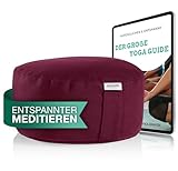 NAJATO Sports Meditationskissen – Yogakissen inkl. E-Book (PDF Datei) – Rundes Yoga Kissen mit Buchweizenschalen-Füllung – 30 cm Durchmesser, 14 cm hoch – Waschbarer Bezug aus Baumwolle (Aubergine)