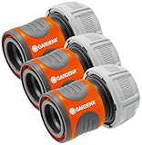 Gardena Schlauchverbinder 19 mm (3/4 Zoll): Steckverbinder für den Schlauchanfang, wasserdicht, gerillte Griffmulden, simple Montage, verpackt (18216-20) (Packung mit 3)