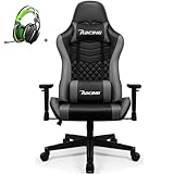 minnouat Gaming Stuhl, Bürostuhl Wippfunktion bis zu 170°, Gaming Chair mit verstellbaren Armlehne Lendenkissen und Kopfstütze, Gamer Stuhl Bequeme Sitzkissen, Gaming Stuhl 150 kg belastbarkeit