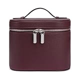 Kosmetiktasche Damen, Make Up Tasche für Frauen, Reise Leder Kosmetikkoffer Schminktasche Hartschale, Travel Makeup Bag Cosmetic Case mit Fächern und Griff