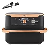 Ninja Foodi FlexDrawer Dual Zone Heißluftfritteuse, Airfryer mit 10,4-Fach und herausnehmbarem Trenner, Antihaftbeschichtung, spülmaschinenfester Korb, 7-in-1, Schwarz & Kupfer, AF500EUCP