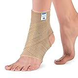 Actesso Elastische Knöchelbandage - Sprunggelenkbandage für Schwache Knöchel, Verstauchungen und Sportverletzungen. Ideal für Männer und Frauen, Links oder Rechts Tragbar (Beige, M (1er Pack))