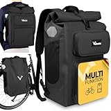 Valkental® UrbanX 2in1 Fahrradtasche & Rucksack kombiniert [28L Volumen] wasserdichte Gepäckträgertasche mit abschließbarer Befestigung – Elegante Radtasche & stylischer Rucksack – Geprüfte Qualität