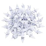 WANDIC Origami-Papier-Kraniche, 100 Stück, handgefertigt, gefaltet, Origami-Papier, Girlande für Hochzeit, Party, Hintergrund, Heimdekoration, weiß