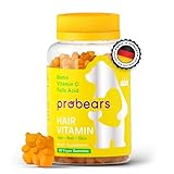 Probears® Biotin (B7) Vegan Haarvitamine Gegen Haarausfall,10.000 mcg,Vegane Gummibärchen, Haar Vitamine Multivitamin A,B5, B6, B12, C, D2, E, Gelatinefrei, Halal- 60 Zählen