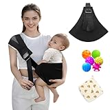 Babytragetuch, verstellbare Babytrage, verstellbare Tragetasche, einfache Kleinkindtrage, bequeme Babytrage, Babytrage, Wickeltuch für Neugeborene bis zu 3-36 Monate (Schwarz)