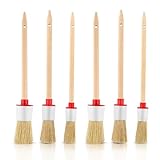 Borstenpinsel, 6 Pinsel Rund 20mm/25mm/30mm Professionelles Naturholz Rundpinsel Ringpinsel Set Wachspinsel zum Streichen von Wänden und Möbeln für den Hausgebrauch
