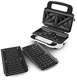 Tefal SW7011 Snack XL Sandwichmaker & Waffeleisen | 2 antihaftbeschichtete Plattensets | Extra tiefe Form | Platten sind spülmaschinengeeignet | Inklusive Rezeptheft | 850W | 27.6 x 23.8 x 9.8 cm