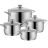 WMF Topf-Set 4-teilig Bratentopf Fleischtopf Diadem Plus Schüttrand Glasdeckel Cromargan Edelstahl rostfrei poliert induktionsgeeignet spülmaschinengeeignet
