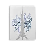 Japanisches Tokyo Tower Wahrzeichen Wordcloud-Notizbuch, Gummieinband, Tagebuch, weicher Einband