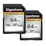 Gigastone 4K Kamera Pro 64GB SDXC Speicherkarte 2er-Pack mit bis zu 100 MB/Sek. für Digitalkameras Canon Sony Nikon Olympus, 4K UHD Videoaufnahmen UHS-I U3 V30 Klasse 10