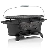 BBQ-Toro Gusseisen Grilltopf mit Grillrost | 50 x 25 x 23 cm | Hibachi Style Holzkohle Campinggrill | Holzkohle Campinggrill, Gusseisen Feuertopf, BBQ Grill, Dutch Oven Station, Camping Zubehör