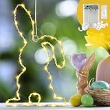 CozyHome Osterdeko Lichtkranz Lichterkette - 40 LED Warmweiß Mit Zubehör & Timer I Schöne Oster Hasen Deko Tür & Fenster Deko Lichtkranz Led I Fensterbeleuchtung Led Fensterlicht Osterdekoration