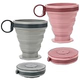 CFSVVD 2 Stück Faltbecher, Faltbarer Becher Faltbarer Kaffeebecher Silikonbecher Faltbecher Outdoor, Ideal für Picknicks Camping Ausflüge Outdoor-Wandern Wandern, Büro- Oder Sportaktivitäten