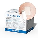 Medrull 100% Wasserfestes Wundpflaster 6 x 7 cm Wasserfestes Pflaster - Steril, Transparent, Starker Halt - Schützt bei Schnittwunden & Kratzer - Ideal zum Duschen, Sport, Baden 50 Stück
