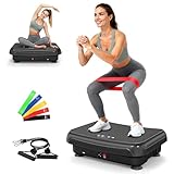 HomeFitnessCode Mini Vibrationsplatte für Frauen - Vibrationsgerät mit Mehreren Intensitätsstufen + Vorprogramm Vibrationstrainer Zuhause für Abnahme Muskelaufbau Ganzkörpertraining, Schwarz
