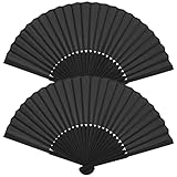Leikedun 2 Stück Handfächer Faltbare Fächer, Klein Handfächer aus Stoff für eine Abkühlung im Sommer, Chinesische Fächer Taschenfächer Klappfächer für Hochzeite Bevorzugung Aufführung Tanz Dekoration