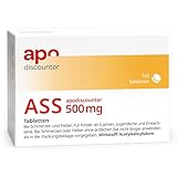 apodiscounter ASS 500 mg Tabletten (1x 100 Stück) - Schmerzmittel gegen Kopfschmerzen, Zahnschmerzen & Fieber - Entzündungshemmend & fiebersenkend