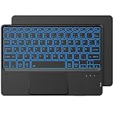 CACOE Tastatur mit Touchpad, Tastatur Kabellose mit 7 Farben Beleuchtete kompatibel mit iPad, Android Tablet, Windows, 10 Zoll Schwarz