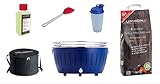 LotusGrill XL Starter-Set 1x XL Grill, 1x Buchenholzkohle 2,5 kg, 1x Brennpaste 200ml, 1x Marinierpinsel Mandarinenorange, 1x Dressingshaker, 1x Transport-Tasche XL (Tiefblau)