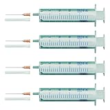 4 x 20ml Spritzen-Set + Kanülen, 4 Stück Spritze und Kanüle, Einmalspritzen, Einwegspritze mit stumpfer Nadel für Flüssigkeiten, Hobby, Modellbau und Heimwerk (einzeln steril verpackt)