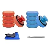 10 Stück Polierschwamm Auto Set Autowachs Applikator Pads mit Mikrofaser Poliertücher Schaber und Griff 90 mm Polierschwämme Polierset Auto Schwämme Pads Politur Schwamm für Polieren Waschen