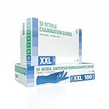 SF Nitril Einweghandschuhe XXL Blau, 100 Stück/Box, Nitrilhandschuhe, dehnbare Einmalhandschuhe aus Nitril, puderfrei, latexfrei, Rissfest, Gummihandschuhe