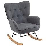 HollyHOME Schaukelsessel Samt Schaukelstuhl Sessel Wohnzimmer Relaxsessel, Ohrensessel Loungesessel Lesesessel Sessel Schlafzimmer Schwingsessel, Dunkelgrau