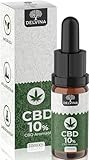 CBD Öl 10% Vollspektrum Gold - Premium Hanföl Tropfen mit 10 Prozent Cannabidiol in Bio Hanfsamenöl - Deutsche Qualitätsmarke, laborgeprüft, zertifiziert - 1000mg CBD Hanfextrakt - 10ml, DELVINA