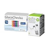 Diabetiker Vorteilspack: adia 50 Blutzuckerteststreifen + 100 Blutlanzetten (Universal-Lanzetten) zur Blutzuckermessung mit dem adia Blutzuckermessgerät