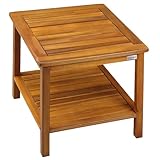 Casaria® Gartentisch Wetterfest Holz 2 Ablageflächen...