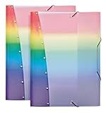 VELOFLEX 4432404-2 - Sammelmappe Rainbow Diamond, DIN A3, 2 Ordnungsmappen mit Gummizug, strapazierfähig, Jurismappe aus PP