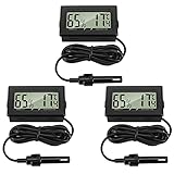 Thlevel Mini LCD Digital Thermometer Hygrometer Temperatur Luftfeuchtigkeit Tester mit externem Sensor für Kühlschrank Gefrierschrank 3 Stücke