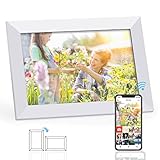 FRAMEO WiFi Digitaler Bilderrahmen, 10,1 Zoll Touchscreen Fotorahmen, 1280x800 IPS LCD, mit 16 GB Speicher, Auto-Rotat, Teilen Sie Momente sofort über Frameo App von überall, Weiß